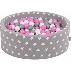 90X30cm/300 Palline ? 7CM Piscina Di Palline Colorate Per Bambini Tondo Fabbricato In EU, Grigio Stelle:Grigio/Bianco/Rosa - grigio características