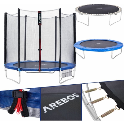 AREBOS Trampolino da Giardino 244 cm Trampolino incl. Rete di Sicurezza Scala TÜV