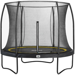 SOLO TRAMPOLINO Tappeto elastico da giardino rotondo 213cm - nero. Con rete di sicurezza con cerniera a doppia faccia e bordo protettivo spesso. en oferta