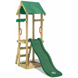 WICKEY Parco giochi in legno TinySpot verde Torre d'arrampicata da esterno con sabbiera e scala di risalita per bambini precio