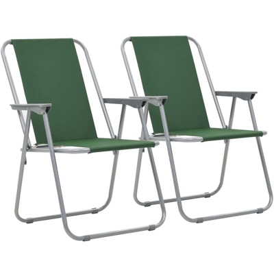 vidaXL Sedie Pieghevoli da Campeggio 2 pz 52x59x80 cm Verdi - Verde