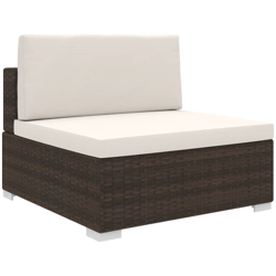 Asupermall - Seduta Centrale Modulare 1 pz con Cuscini in Polyrattan Marrone en oferta