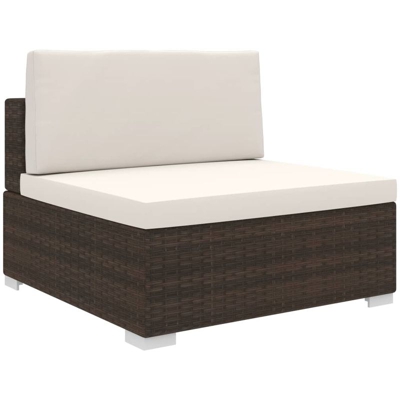 Asupermall - Seduta Centrale Modulare 1 pz con Cuscini in Polyrattan Marrone