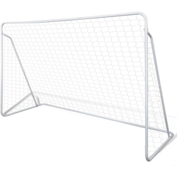 vidaXL Set Porta da Calcio in Acciaio 240 x 90 x 150 cm Alta Qualità - Bianco en oferta