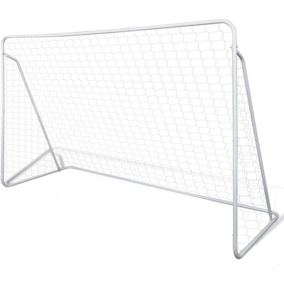 vidaXL Set Porta da Calcio in Acciaio 240 x 90 x 150 cm Alta Qualità - Bianco