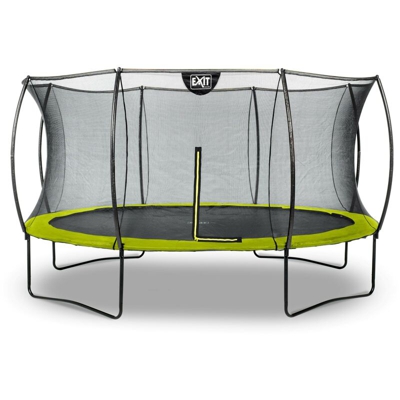 Exit - SOLO TRAMPOLINO Tappeto elastico da giardino rotondo 427cm con rete di sicurezza con pali curvi - verde. Sicurezza ottimale e qualità