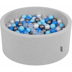 90X40cm/200 Palline ? 7CM Piscina Di Palline Colorate Per Bambini Tondo Fabbricato In EU, Grigio Ch:Perla/Blu/Azzurro/Trasparente/Argento - grigio en oferta