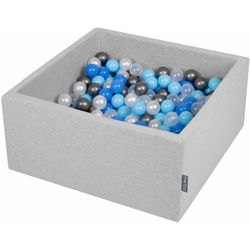 90X40cm/300 Palline ? 7CM Quadrato Piscina Di Palline Colorate Per Bambini Fabbricato In EU, Grigio Ch:Perla/Blu/Azzurro/Trasparente/Argento - grigio en oferta