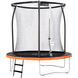 Freestyle arancia 250 Trampolino da Giardino Set Completo con Cuscino di Protezione Rete + Scala Ø 244cm - Ultra Sicuro - Greaden precio