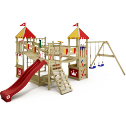 No_brand - WICKEY Parco giochi in legno Smart Queen Giochi da giardino con altalena e scivolo rosso Torre d'arrampicata da esterno con sabbiera e en oferta