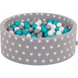 KiddyMoon 90X30cm/300 Palline ∅ 7CM Piscina Di Palline Colorate Per Bambini Tondo Fabbricato In EU, Grigio Stelle:Grigio/Bianco/Turchese - grigio precio