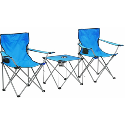 vidaXL Set Tavolo e Sedie da Campeggio 3 pz Blu - Blu en oferta