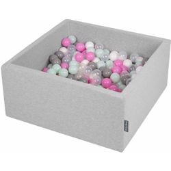 90X40cm/200 Palline ? 7CM Quadrato Piscina Di Palline Colorate Per Bambini Fabbricato In EU, Grigio Ch:Trasparente/Grigio/Bianco/Rosa/Menta - grigio en oferta