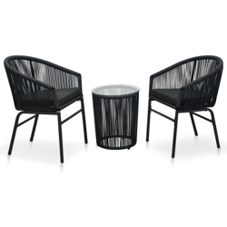 Set da Bistro 3 pz con Cuscini in Rattan PVC Nero precio