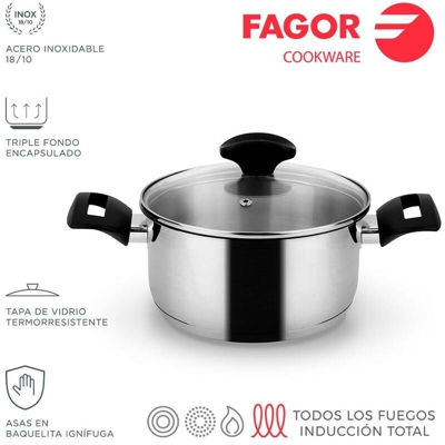 Alaia casseruola + coperchio ø24cm acciaio inox 18/10 - Fagor