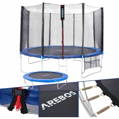 Trampolino da Giardino 366cm Trampolino incl. Rete di Sicurezza Scala TÜV - Arebos