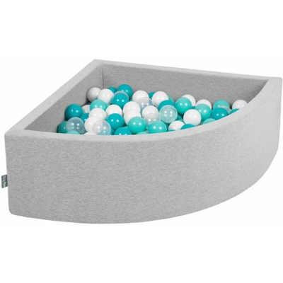 90X30cm/300 Palline Piscina Di Palline Colorate ?7Cm Per Bambini Quarto Angolare In EU, Grigio Ch:Turchese Ch/Bianco/Trasparente/Turchese - grigio