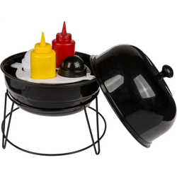 Porta Spezie Barbecue Sferico Tondo Con Sale Pepe e Ketchup Bottiglia en oferta