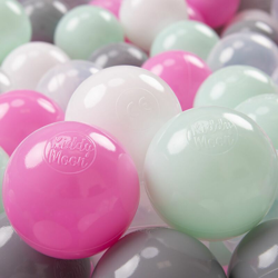 KiddyMoon 50 ? 7CM Palline Morbide Colorate Per Piscina Bambini Fatto In EU, Trasparente/Grigio/Bianco/Rosa/Menta precio