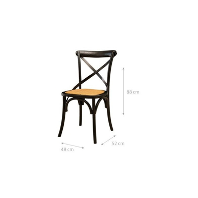 Biscottini - Sedia Thonet in massello di frassino e seduta rattan finitura Nero L48xPR52xH88 cm