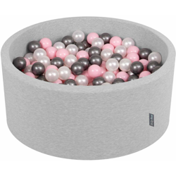 90X40cm/300 Palline ? 7CM Piscina Di Palline Colorate Per Bambini Tondo Fabbricato In EU, Grigio Ch:Perla/Rosa Ch/Argento - grigio ch:perla/rosa en oferta