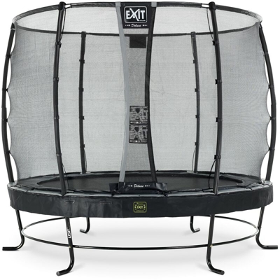 Exit - SOLO TRAMPOLINO Tappeto elastico da giardino rotondo 251cm con rete di sicurezza Deluxe - nero. Con telaio molto stabile. Un trampolino