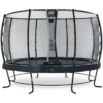 Exit - SOLO TRAMPOLINO Tappeto elastico da giardino rotondo 366cm con rete di sicurezza Deluxe - nero. Con telaio molto stabile. Un trampolino