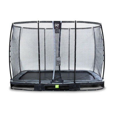 Exit - SOLO TRAMPOLINO Tappeto elastico da giardino interrato rettangolare 214x366cm - nero. Con rete di sicurezza Deluxe e bordo protettivo extra