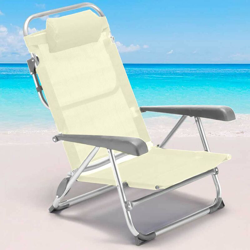 Spiaggina Sedia Prendisole Pieghevole Mare Spiaggia Sdraio Reclinabile Beige en oferta