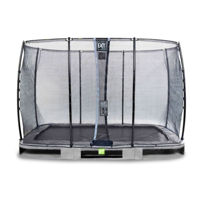 Exit - SOLO TRAMPOLINO Tappeto elastico interrato rettangolare 214x366cm - grigio. Con rete di sicurezza a chiusura automatica e bordo protettivo