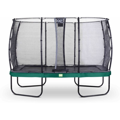 SOLO TRAMPOLINO Tappeto elastico da giardino rettangolare 214x366cm - verde. Con rete di sicurezza a chiusura automatica e bordo protettivo robusto e