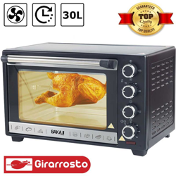 Forno Fornetto Elettrico Ventilato 30 litri 1600 W Luce Interna Timer Girarrosto características