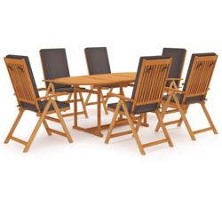 vidaXL Set da Pranzo da Giardino 7 pz con Cuscini Legno di Teak Grigio - Marrone precio