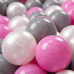 KiddyMoon 200 ? 7CM Palline Morbide Colorate Per Piscina Bambini Fatto In EU, Perla/Grigio/Rosa - perla/grigio/rosa precio