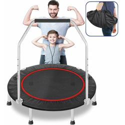 Trampolino Elastico, Trampolino Fitness Pieghevole, con Impugnatura Altezza Regolabile 4 livelli, ?100 cm Nero precio