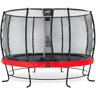 Exit - SOLO TRAMPOLINO Tappeto elastico da giardino rotondo 366cm con rete di sicurezza Deluxe - rosso. Con telaio molto stabile. Un trampolino