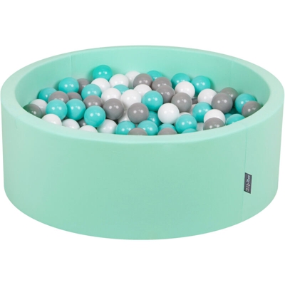 90X30cm/300 Palline ? 7CM Piscina Di Palline Colorate Per Bambini Tondo Fabbricato In EU, Menta: Bianco-Grigio-Turchese Ch - menta: