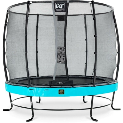 Exit - SOLO TRAMPOLINO Tappeto elastico da giardino rotondo 251cm con rete di sicurezza Deluxe - azzurro. Con telaio molto stabile. Un trampolino