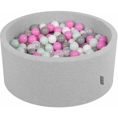 90X40cm/200 Palline ? 7CM Piscina Di Palline Colorate Per Bambini Tondo Fabbricato In EU, Grigio Ch:Trasparente/Grigio/Bianco/Rosa/Menta - grigio