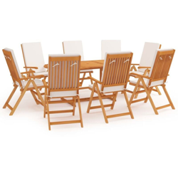 vidaXL Set da Pranzo da Giardino 9 pz con Cuscini in Legno di Teak - Marrone características