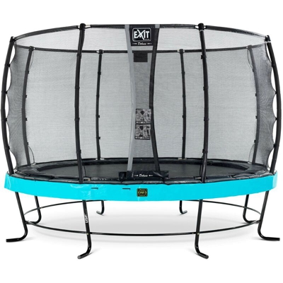 SOLO TRAMPOLINO Tappeto elastico da giardino rotondo 366cm con rete di sicurezza Deluxe - azzurro. Con telaio molto stabile. Un trampolino elastico