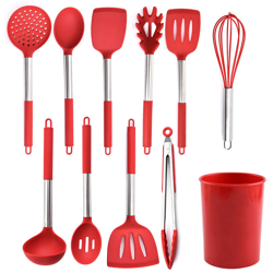 Asupermall - Set di utensili da cucina, utensili da cucina resistenti al calore in silicone con supporto, 11 utensili da cucina antiaderenti características