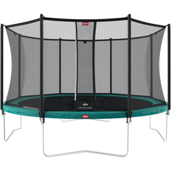 SOLO TRAMPOLINO Tappeto elastico da giardino rotondo 380cm - verde. Con rete di sicurezza a chiusura automatica e bordo protettivo spesso precio