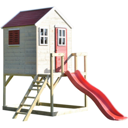 Casetta da giardino bambini piattaforma 90 cm con scivolo Estate Lodge -Rosso precio