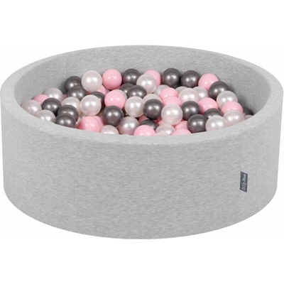 90X30cm/200 Palline ? 7CM Piscina Di Palline Colorate Per Bambini Tondo Fabbricato In EU, Grigio Ch:Perla/Rosa Ch/Argento - grigio ch:perla/rosa