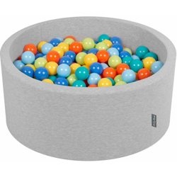 90X40cm/300 Palline ? 7CM Piscina Di Palline Colorate Per Bambini Tondo Fabbricato In EU, Grigio Ch:Verdech/Arancio/Turche/Blu/Azzurro/Gialo - grigio en oferta