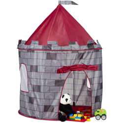 Relaxdays - Tenda gioco per bambini a castello casetta giocattolo per bimbi da 3 anni HxLxP: 125 x 105 x 105 cm grigio precio