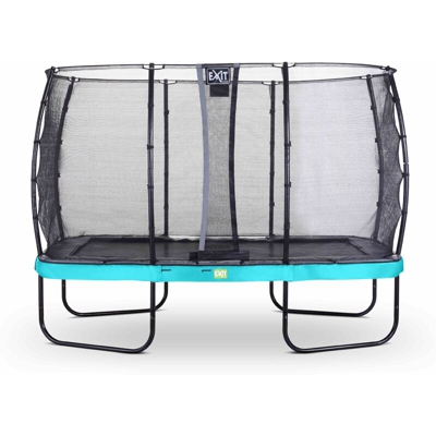 SOLO TRAMPOLINO Tappeto elastico da giardino rettangolare 244x427cm - azzurro. Con rete di sicurezza a chiusura automatica e bordo protettivo robusto