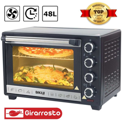 Forno Fornetto Elettrico Ventilato 48 litri 2000W Luce Interna Timer Girarrosto características