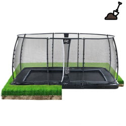 SOLO TRAMPOLINO Tappeto elastico da giardino interrato rettangolare 275x458cm con rete di sicurezza - nero. Telaio ultra stabile e doppie molle più en oferta